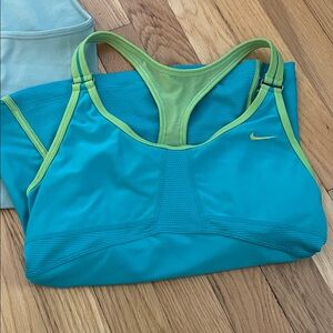 Nike Teal and Lime Sports Bra Top
